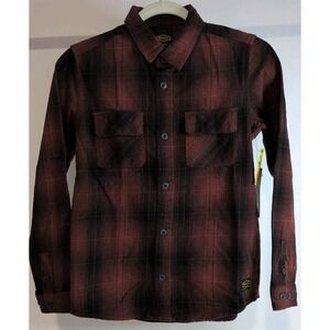 RVCA DayShift Flannel Youth Red Plaid Long Sleeves Shirt Medium New With Tags